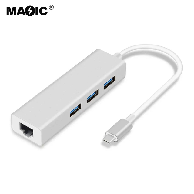 Premium OEM Factory 4 in 1 Type C Hub to 100Mbps Fast Ethernet and USB 2.0 USB 3.0 for Laptop Phone and Desktop
