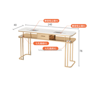 Vente en gros Bureau de manucure Table client pour ongles Mobilier de salon de beauté Ensemble table et chaises de manucure et chariot en bois personnalisé