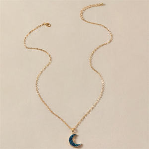 الأوروبية والأمريكية بسيطة مجوهرات الأزياء قلادة على شكل قمر قلادة الهلال القمر كسر الماس الترتر واحدة طبقة المختنق - Product Image 2