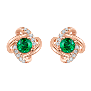 ZHUANGYEE Synthetic (Lab Created) 0.2CT Flower Shape Cutting Moissanite 925 Sterling Silver <strong>Stud</strong> <strong>Earrings</strong> 18K <strong>Rose</strong> Gold Plated - Product Image 1