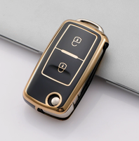 Housse de clé de voiture en TPU à bordure dorée pour Volkswagen Sagitar Bora Tiguan Tayron Passat Jetta Lavida Plus Golf, étui de protection de luxe