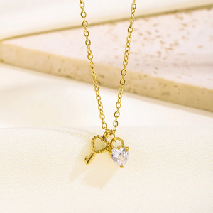 Collar con Forma de Corazón Geométrico de Acero Inoxidable 304 Chapado en Oro de 18K con Cadena Tipo O y Diseño de Cadena de Cuentas de Arroz - Product Image 5