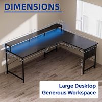 Bureau de jeu électrique personnalisé, hauteur réglable, structure en acier, préréglages de mémoire, éclairage LED RVB, porte-gobelet, table d'ordinateur assis-debout