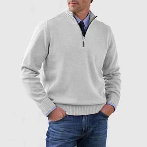 Vente en gros Sweat-shirt chaud à col rabattu pour hommes Nouveau pull en cachemire à simple boutonnage de couleur unie - Product Image 5