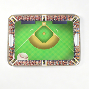Plateau <span class=keywords><strong>de</strong></span> service en mélamine grand format 45x34cm sur le thème du baseball avec poignées, plateau à vin et à snacks pour fêtes et bars - Product Image 3