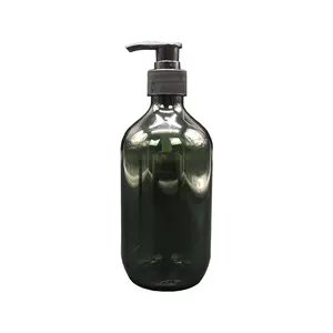 热卖pet瓶大空 500毫升圆形ember瓶绿色塑料洗发水瓶与乳液泵