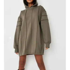 Vestido <span class=keywords><strong>Sudadera</strong></span> <span class=keywords><strong>de</strong></span> Felpa <span class=keywords><strong>de</strong></span> Algodón <span class=keywords><strong>de</strong></span> Alta Calidad para <span class=keywords><strong>Mujer</strong></span>, Vestidos con Capucha Oversize <span class=keywords><strong>de</strong></span> Hombro Caído Personalizados para Damas - Product Image 2