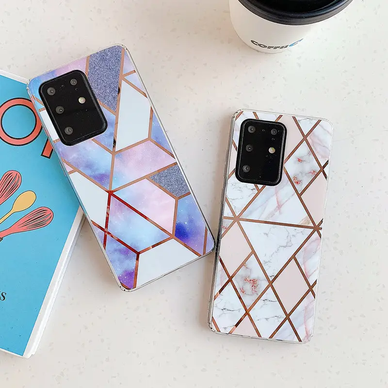 Fashion Marble Silicone IMD Phone Case For Samsung Galaxy S23 geometric phone case