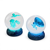 Lampe d'ambiance créative en forme de sphère de cristal de quartz transparent avec base lumineuse, ornement de bureau décoratif, lampe d'ambiance 3D incrustée