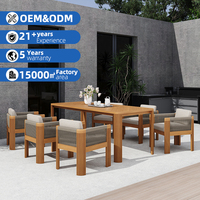 Ensemble table et chaises de salle à manger d'extérieur en teck moderne, imperméable, durable, résistant aux UV, séchage rapide, fournisseur de mobilier d'extérieur