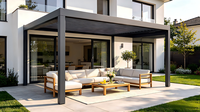 Pergola, pavillon, gazebo moderne en aluminium thermolaqué à lames orientables pour jardin extérieur, disponible en dimensions 3x3, 3x4, 4x3, 4x4, 4x5, 4x6, 6x3, 6x4, 6x5, 6x6m