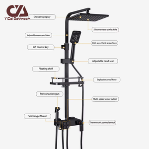 Soffione da bagno in ottone di alta qualità con Display a Led digitale intelligente per vasca da bagno rubinetto nero a quattro funzioni <span class=keywords><strong>doccia</strong></span> - Product Image 6