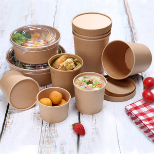 Bols à soupe jetables écologiques en papier kraft à paroi simple pour soupes à emporter, malatang, nouilles et bouillons gras - Product Image 1