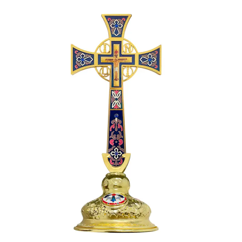 Ready Stock Orthodox Cross Blessing Cross With Stand For Church Decoration Christian Decor Russian Antique