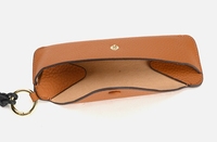 Cuir véritable Logo personnalisé Soft Portable Hang on the Neck Sunglass Holder Leather Pouch Eyeglass Bag Eyewear Case Glasses Cover