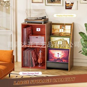 Wooden Vinyl <b>Record</b> Rack 4 Layers Floor <b>Standing</b> Storage Cabinet For Albums And CDs - Product Image 4