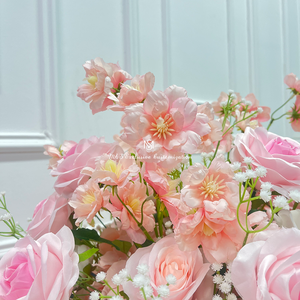 60CM <span class=keywords><strong>Pink</strong></span> meja mawar bunga pernikahan buket Jalan Panduan ornamen bunga acara dekorasi bunga ukuran disesuaikan - Product Image 5