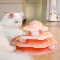 Jouet pour chat en peluche moderne et écologique, motif dessin animé, étanche, avec plateau de jeu en forme de crème glacée et tourne-disque magique pour chaton - Vente chaude