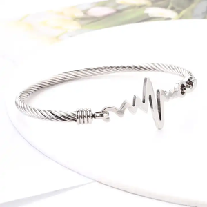 Bracelet en acier inoxydable en gros, bracelet de créateur en câble de fil métallique, bracelet plaqué or - Product Image 2