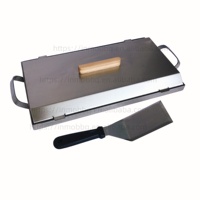 Assiette de service à steak en acier inoxydable avec couvercle et spatule