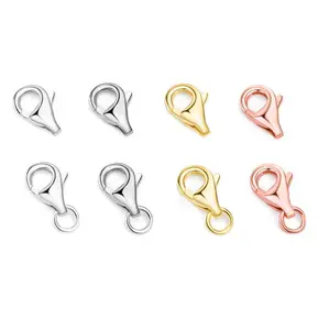 High Quality 925 Sterling Silver Gold Plated Jewelry Finding Lobster Claw Clasp Hook for Bracelet Necklace Making Jewelry