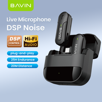 BAVIN MP100 mikrofon Lavalier nirkabel, mikrofon penghilang kebisingan Android tipe c untuk ponsel