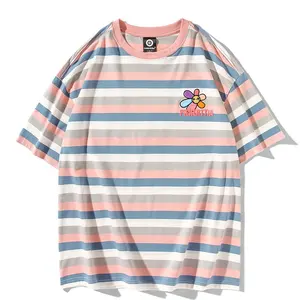2020夏季迷你雏菊绣花圆领流行标志彩虹情侣T恤