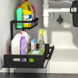 Organiseurs sous l'évier en métal, étagères de rangement coulissantes avec <span class=keywords><strong>tiroir</strong></span> <span class=keywords><strong>coulissant</strong></span> pour la cuisine - Product Image 5