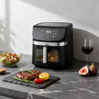 Friteuse à air électrique carrée en acier inoxydable 9L 2400W, design moderne, cuisson rapide, sans huile, contrôle par écran tactile, pour rôtissage en hôtel
