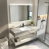 Armoire de salle de bain en dalle de roche anti-moisissure pour hôtel, armoire murale étanche pour salle de bain d'hôtel OEM/ODM