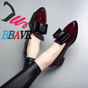 Zapatos de PVC para Mujer, Diseño Coreano con Lazo, Punta Puntiaguda, Sin Cordones, Tacón Bajo, Tallas Grandes, Otoño 2020 - Product Image 5