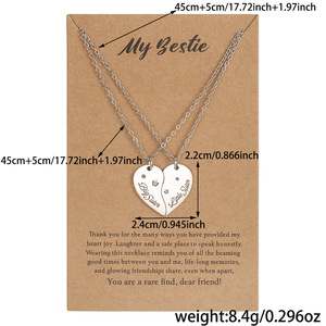Collier cœur en acier inoxydable pour meilleures amies, ensemble cadeau pour sœurs - Product Image 4