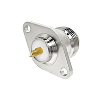 Conector RF de panel con brida de 2 orificios, tipo N hembra, de 50 ohmios, para soldar en PCB, para equipos de comunicación, disponible en fábrica.