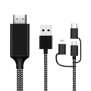 USB-C tipo C Micro USB <span class=keywords><strong>Lightning</strong></span> <span class=keywords><strong>a</strong></span> <span class=keywords><strong>HDMI</strong></span> 3 en 1 <span class=keywords><strong>Adaptador</strong></span> <span class=keywords><strong>de</strong></span> HDTV espejo <span class=keywords><strong>de</strong></span> la pantalla del teléfono <span class=keywords><strong>de</strong></span> TV fundido proyector - Product Image 1