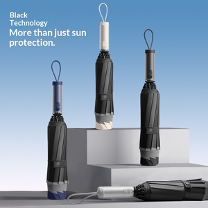 Three-fold 10-bone <b>Automatic</b> Reflective Strip Black Glue Sunscreen Reverse <b>Umbrella</b> Business Printing LOGO Manufacturers Spot - Product Image 1