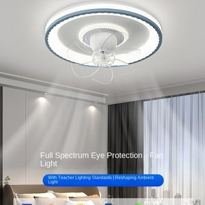 Ventilateur de plafond moderne à 5 pales LED avec corps de lampe en verre et moteur AC Design simple pour salle à manger ou chambre à coucher - Product Image 5