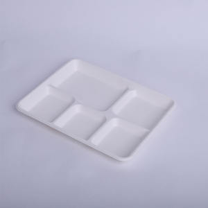 Barquettes et assiettes jetables biodégradables imperméables à six compartiments en pulpe de canne à sucre, qualité commerciale, usage industriel - Product Image 4