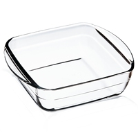 Plaque de verre carrée résistante à la chaleur en borosilicate 1L pour la cuisson des aliments Plaque de cuisson carrée en verre trempé
