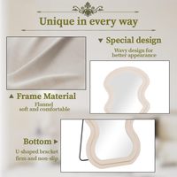 Miroir mural décoratif moderne pleine longueur pour chambre à coucher, en verre écologique avec cadre en tissu, ondulé, pour usage domestique