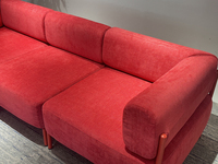 Canapé convertible en velours orange en forme de L, rembourré, compressé, moderne, minimaliste, modulaire, pour salon