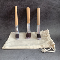 Ensemble de pinceaux de maquillage avec manche en bambou et sac pour fond de teint, cosmétiques, kit d'outils de maquillage pour poudre, fard à joues, fard à paupières