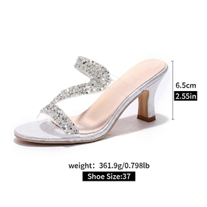 Nouvelles Sandales Sexy à Talons Hauts pour <span class=keywords><strong>Femme</strong></span>, Style Personnalisé, Décorées de Paillettes en Forme de S et Transparentes, Demi-Hautes à Bout Ouvert A-MZ-01 - Product Image 5