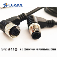 Connecteur de câble M12 aviation blindé et non blindé, moulé, à 4/5/8 broches, droit et coudé, mâle et femelle, pour vente en gros
