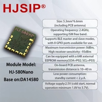 HJSIP HJ-580XP Fungsi Transmisi Transparan Modul Daya Rendah BLE4.2 UART 2.4GHz DA14580 Chip Modul Nirkabel IoT