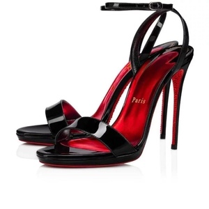 Sandales <span class=keywords><strong>compensées</strong></span> <span class=keywords><strong>noires</strong></span> à bout pointu et semelles rouges pour femme – <span class=keywords><strong>Chaussures</strong></span> de soirée tendance pour le défilé - Product Image 4