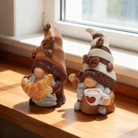 Figurines de collection en résine de couple de gnomes caféineurs pour la Saint-Valentin, 2 pièces, décoration intérieure pour salon, bibliothèque, bureau