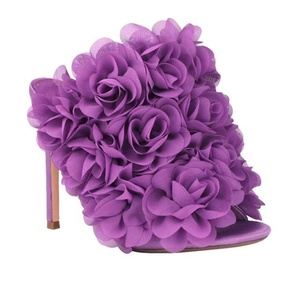 Summer Women Full Flower High Heels Floral Peep Toe Stiletto Sandals Custom Colors Dress on Mules <b>Shoes</b> - Product Image 3