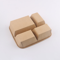 Boîte à lunch jetable en papier kraft à 4 compartiments avec couvercle, récipient alimentaire à emporter, boîte de préparation de repas avec séparateurs