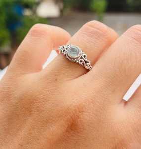Anillo de Aguamarina Plata de Ley 925 piedras preciosas naturales joyería hecha a mano anillo de declaración bohemio para mujeres niñas regalo - Product Image 6