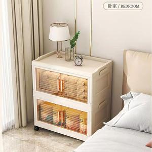 Puerta abierta lateral de 2 capas apilable hogar transparente ropa de gran capacidad juguetes caja de plástico plegable con ruedas - Product Image 4